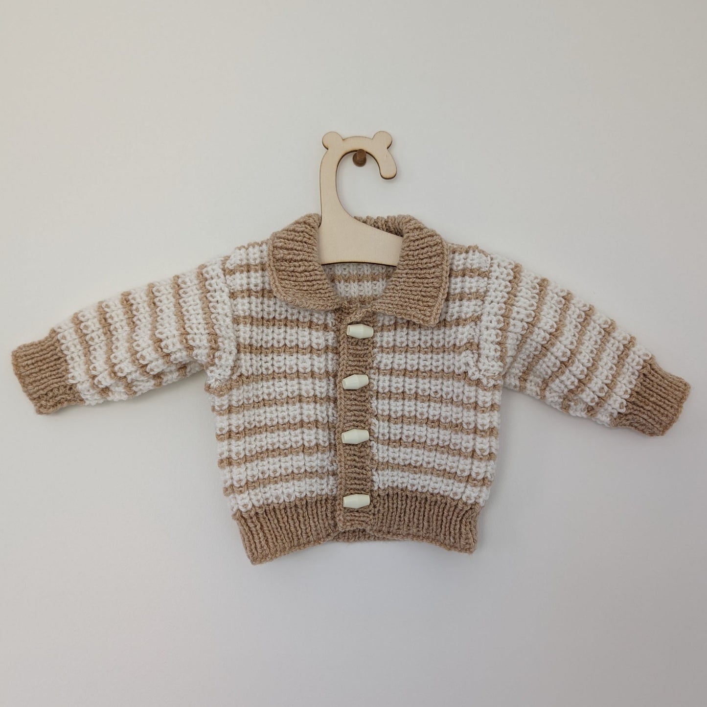 Beige Stripe Cardi - 0 - 3 M